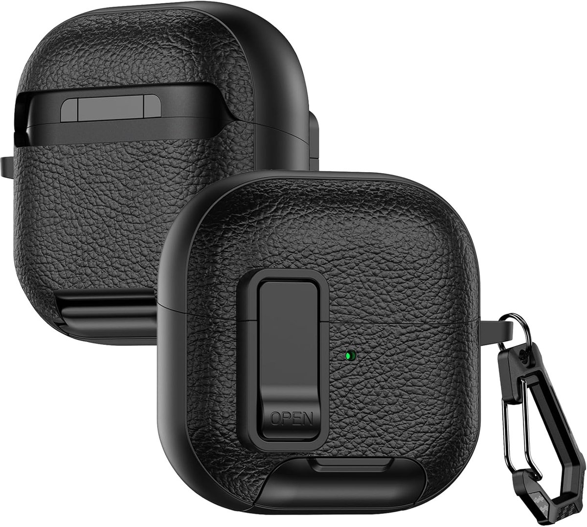Hoes compatibel met Huawei FreeClip 2 met karabijnhaak, slank, stootvast, siliconen + polycarbonaat, krasbestendige beschermhoes voor oordopjes, afdekking ondersteunt draadloos opladen