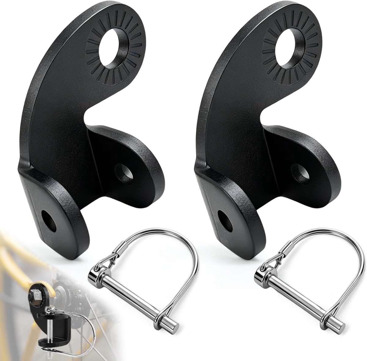 Koppeling fiets trekhaak | 2 stuks met borgpen universele aanhanger adapter voor hondenaanhanger voor kinderaanhanger kinderwagen