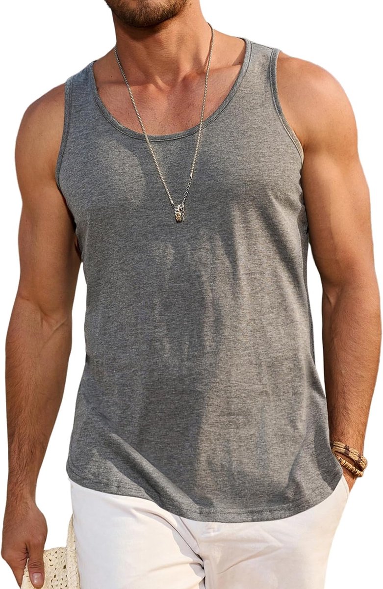 Tanktop voor heren, katoen, ronde hals, mouwloos, ademend, sportief, T-shirt voor sportschool, training, fitness, bodybuilding, basketbal, S-3XL