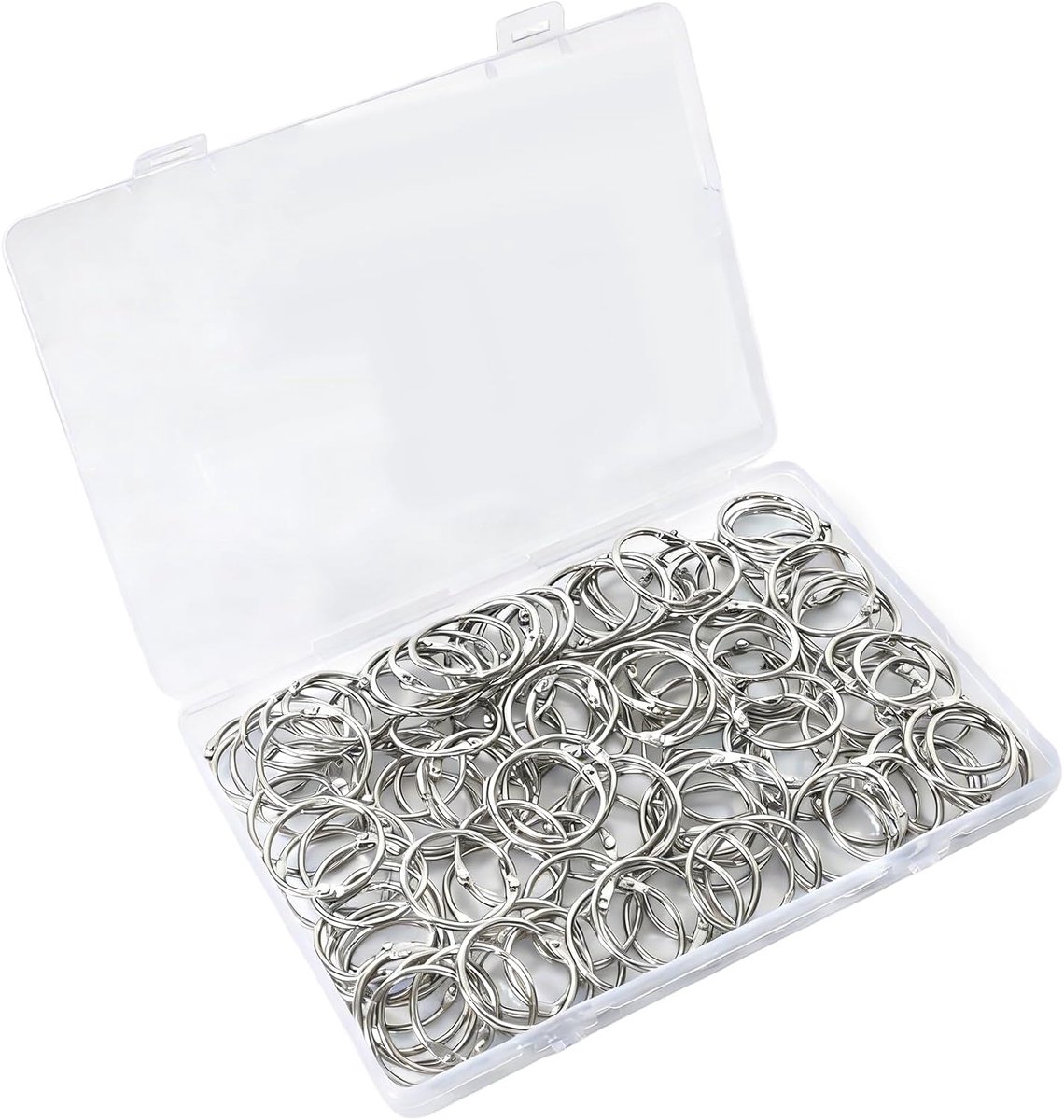 120 stuks bindringen, 25 mm, bindringen met opbergdoos, metalen ring, openingsring voor fotoalbums, notitieboeken, mappen, plakboeken, kaarten, 25 mm