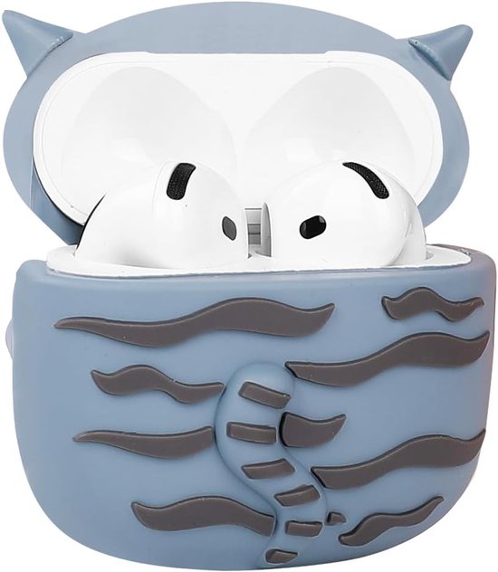 Compatibel met Apple Airpods 4 Case, beschermende grappige leuke 3D cartoon hoes met sleutelhanger [Papa Series] (Cat Blue) van compatibel — afbeelding 2