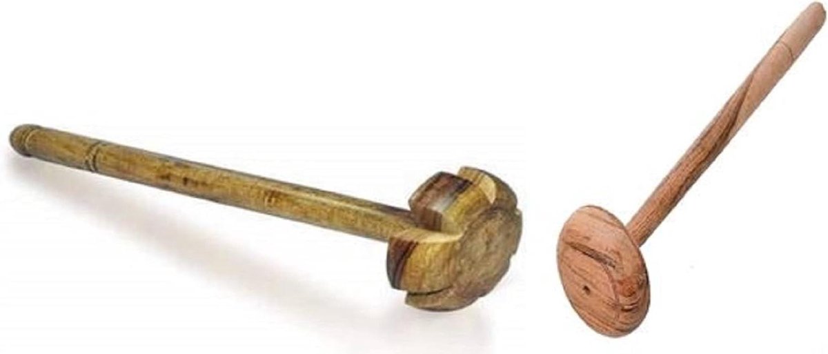 Houten Lassi Klopper - Karnemelk Mixer - Keuken Gereedschap - Traditionele Handgemaakt - 30.5 cm - Houtkleur