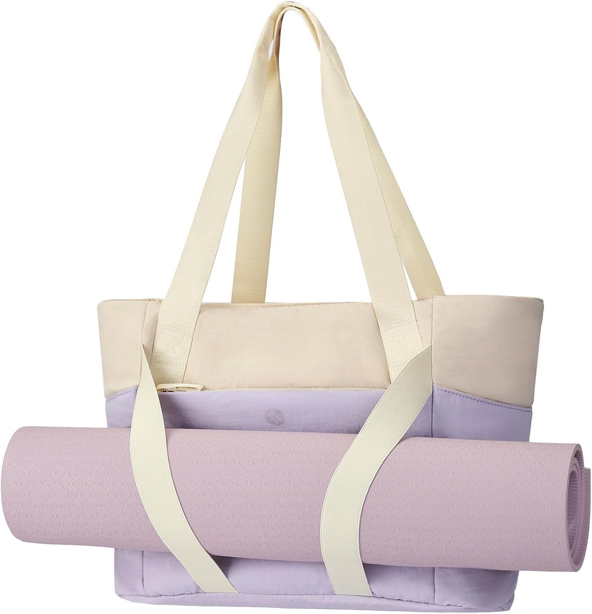 Draagtas voor dames, gevoerde draagtas met ritssluiting, sporttas met riemen voor yogamat, voor reizen en sport