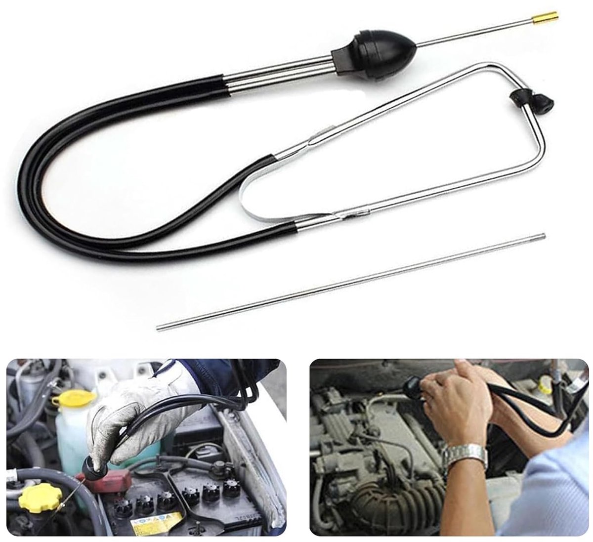 Stethoscoop voor Monteuren,Mechanica Stethoscoop Motor Gevoelig Diagnostisch Gehoorgereedschap voor Motoren Stethoscoop voor Auto's, Vrachtwagens en Motorfietsen