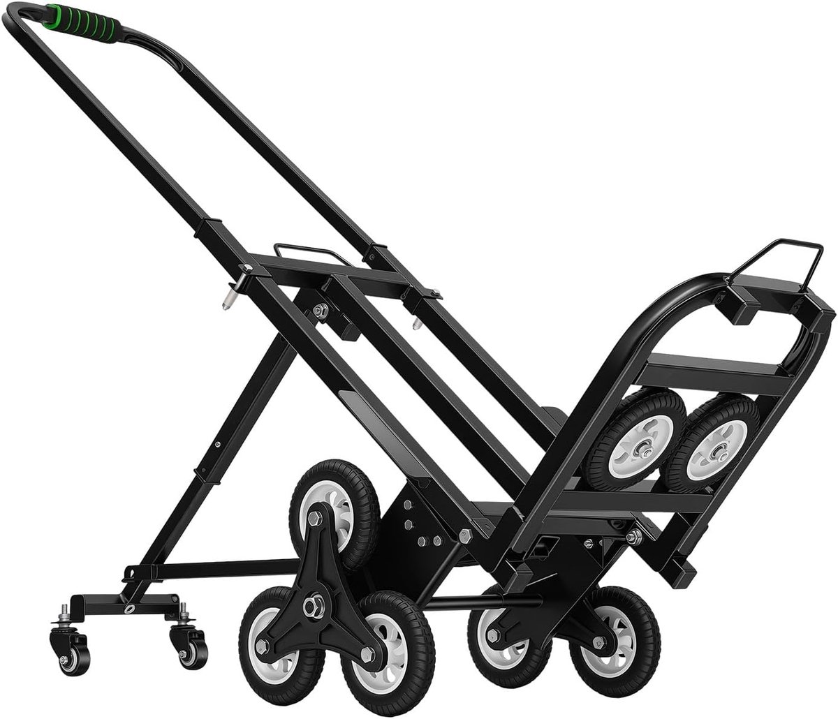 Belasting, inklapbaar, 150 kg, trapklimmer, 3-voudige sterwielen, transporter, trapsteekwagen met 2 reservebanden, in hoogte verstelbaar, 73-114 cm, stapelwagen