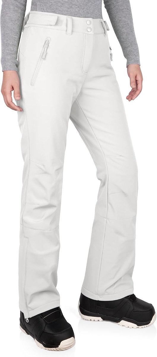 33,000ft Damen Skihose Outdoorhose Wasserdicht Winddichte Softshellhose Warme Gefütterte Trekkinghose Atmungsaktive Schnelltrocknende Thermohose Wanderhose Winter Ski Broek Vrouwen, Milky White., 44W