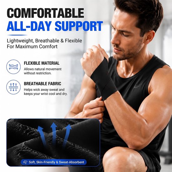 1 stuk upgrade ultradunne polsbandage: verstelbare polsbandage voor peesontsteking, polssteun & polsbeschermer, zelfklevende sluiting voor sport, fitness, yoga — afbeelding 5