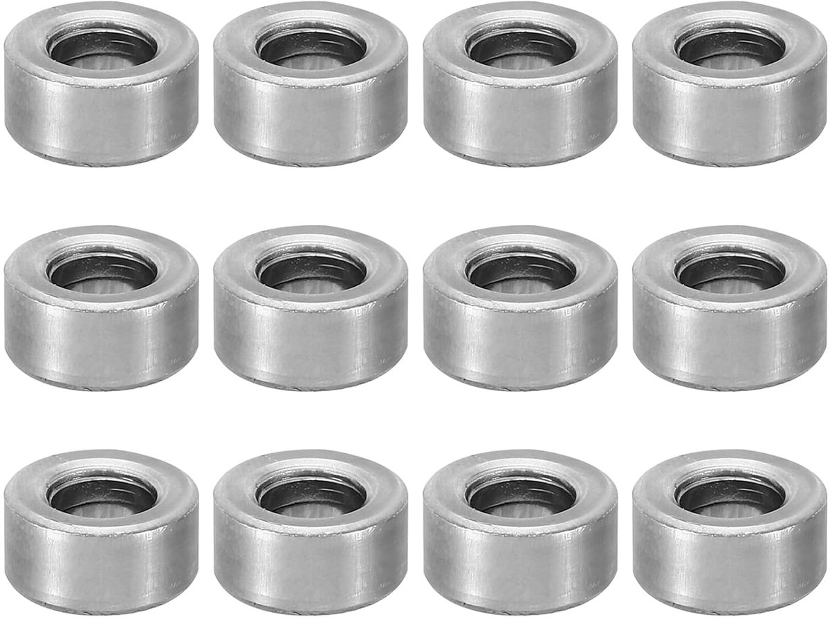 M6 stalen tussenstukken, 12 stuks metalen tussenstukken van koolstofstaal met een ID van 6 mm x een OD van 12 mm x een lengte van 6 mm, ronde stalen schroefsteunen voor 1/4 inch of M6