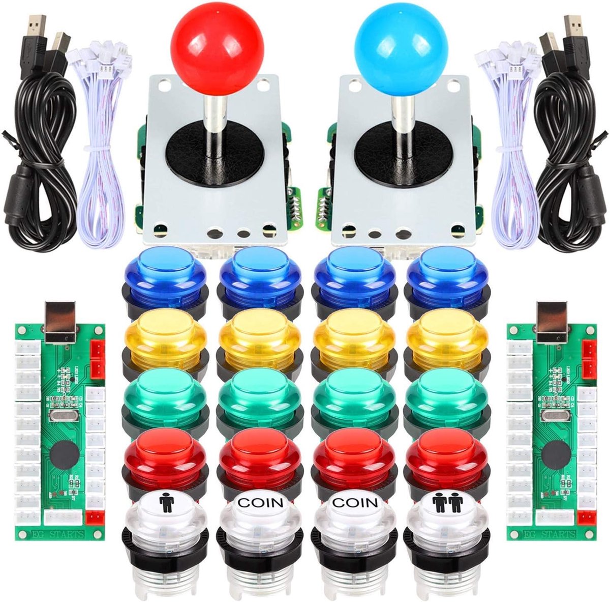 Arcade Set Classic DIY - USB LED Encoder - 2 x 8 Weg Joystick - Perfect voor Mamma Jamma - SnelShoppen