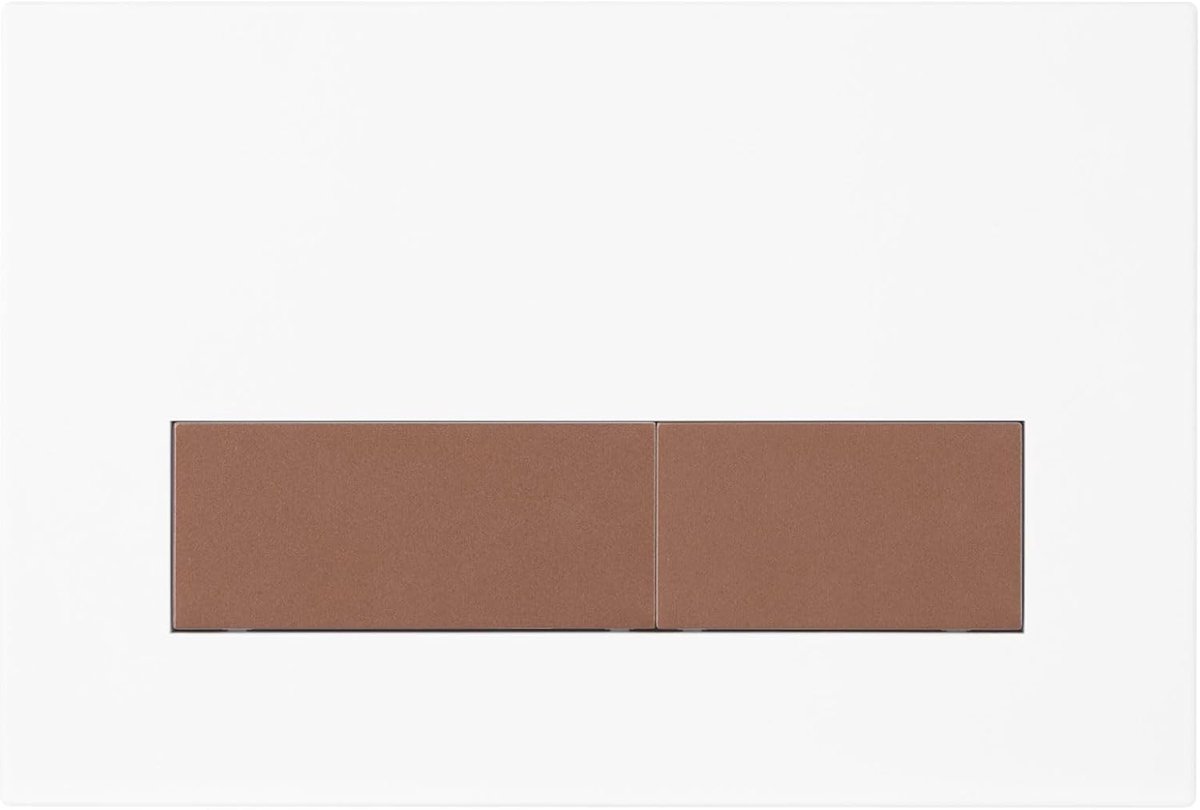 Toiletbedieningspaneel met installatieframe - mat wit & mat bronzen knop - dubbele spoelfunctie - SnelShoppen