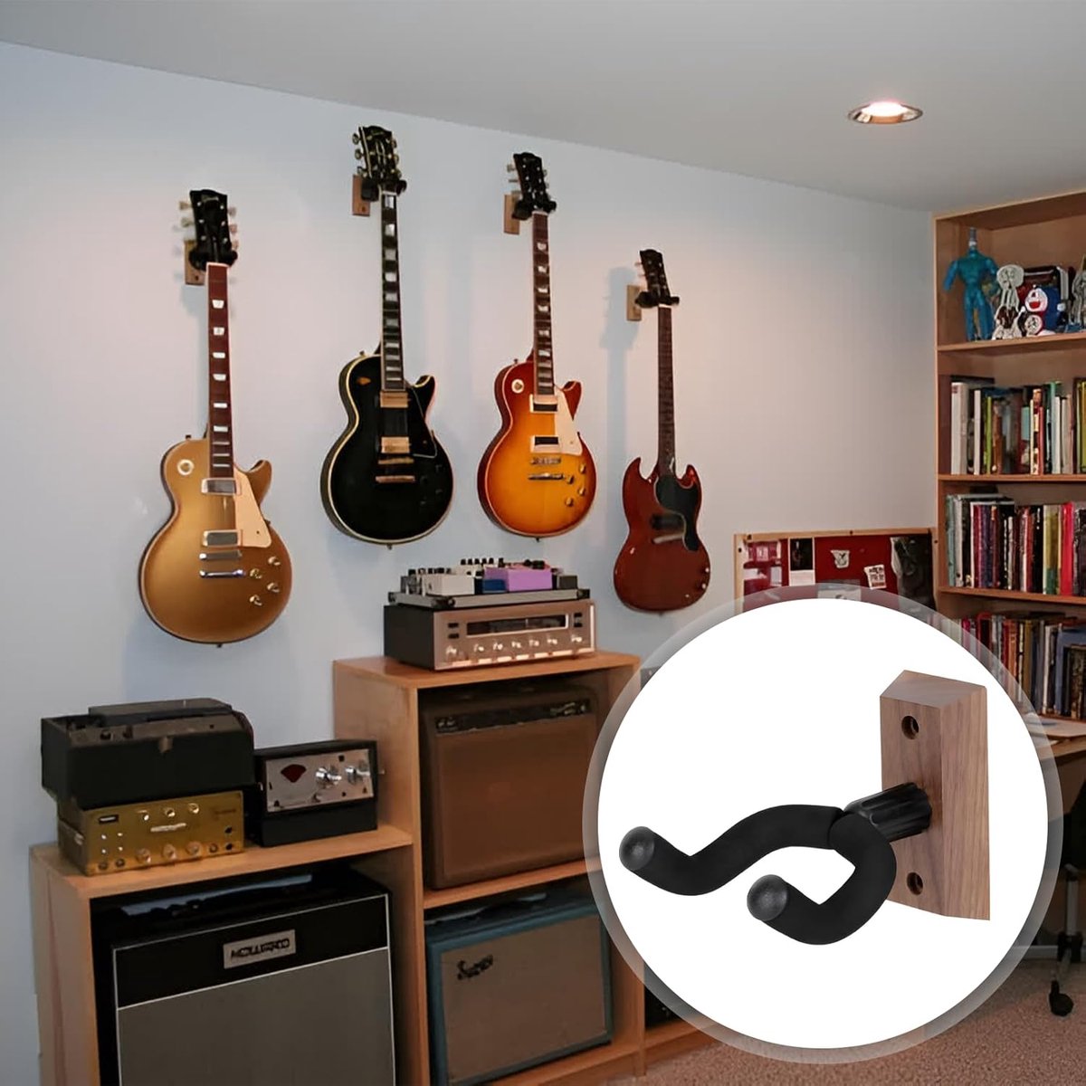 Gitaar Muurbeugel - Gitaarhaak - Instrument Opslag - Draaibaar Ontwerp - 1 Haak - Zwart