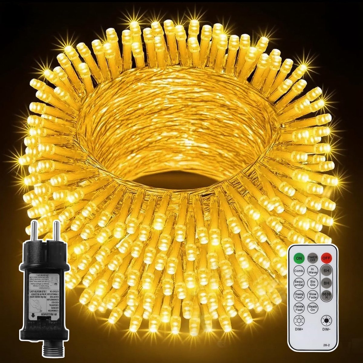Buitenverlichting 20 m - 200 LEDs warm wit - met afstandsbediening - ideaal voor kerst en feesten - SnelShoppen