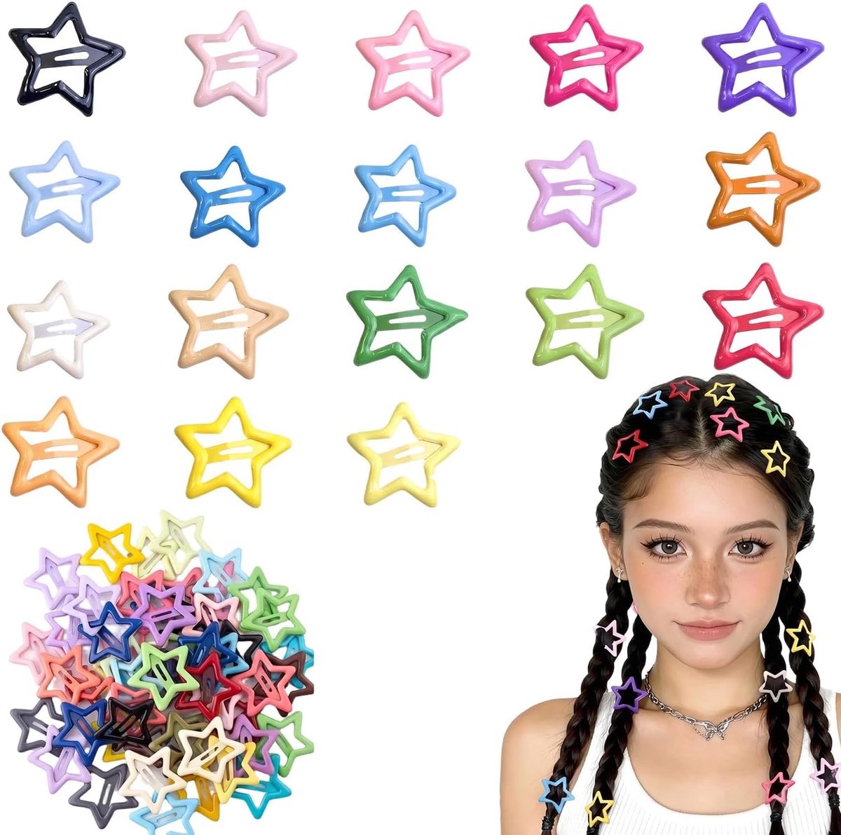 Haarspelden set 90 stuks - Stervormig - Kleurrijk - Perfect voor dagelijkse styling - ShopVlot