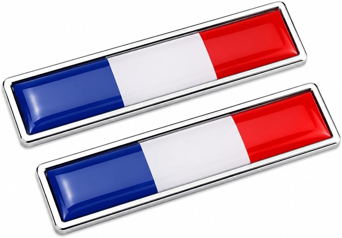 3D Franse Vlag Auto Embleem Stickers - Metaal met Chroom Frame - Weerbestendig - Eenvoudige installatie - ShopVlot