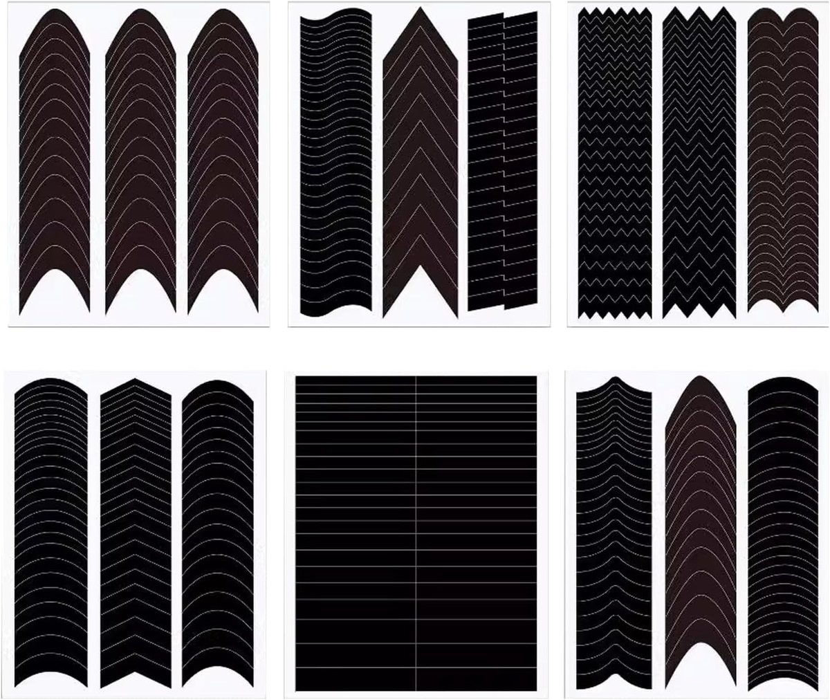 Nagelstickers sjabloon 6 vellen - 3D Franse nagels - zelfklevende nagelsjablonen - creatieve nageldesigns - ShopVlot