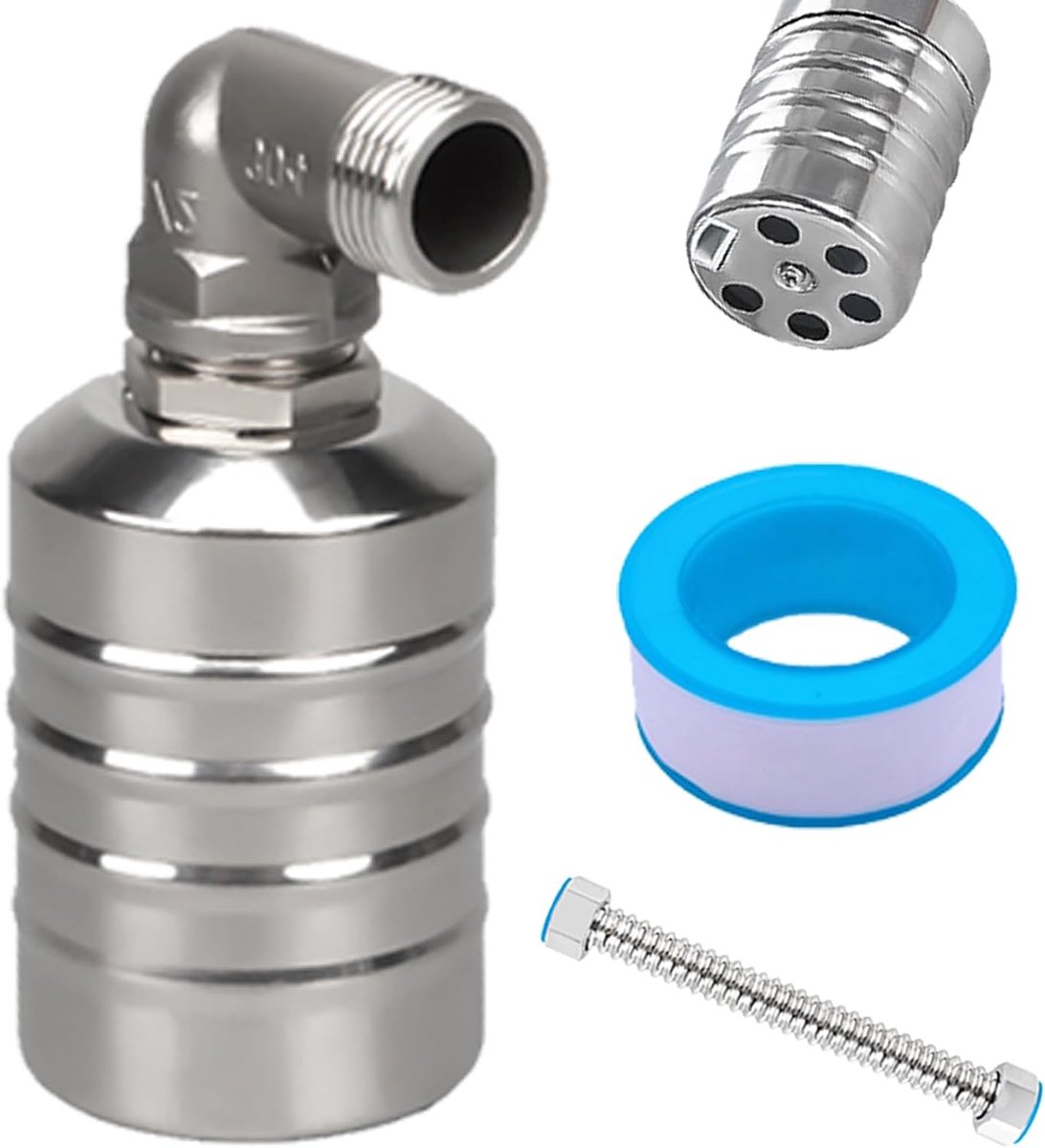 Floatklep 1/2 Inch Automatische Floatklep - 304 RVS - Met 30 cm Vouwbare Bellow - Voor Zwembad Waterniveau Controle - ShopVlot