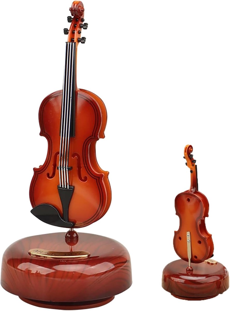 Miniatuur viool muziekdoos - Creatief draaiend model - Elegant ontwerp - Perfect voor decoratie - ShopVlot