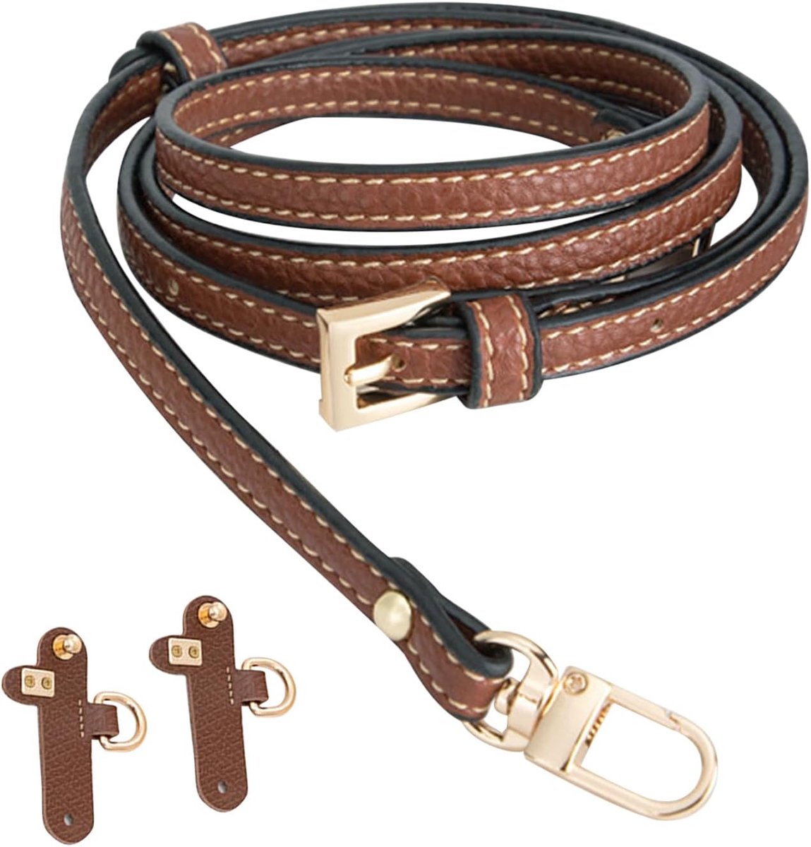 Schoudertas Straps - Verstelbaar Leer - Zwart - Ideaal voor Mini Schoudertassen - ShopVlot