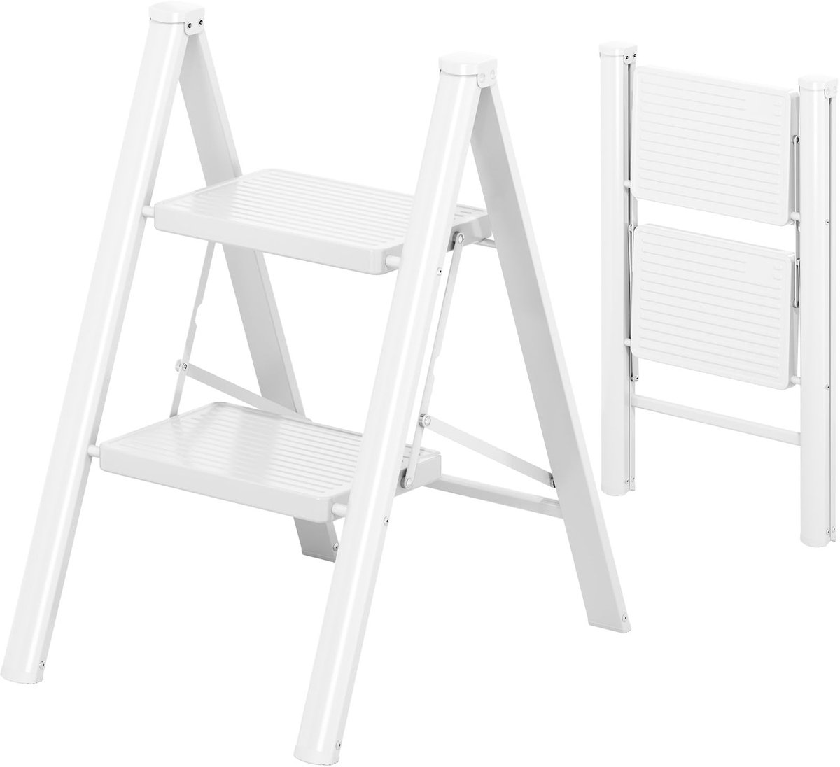 Ladder 2 treden - wit - stevig materiaal - ideaal voor klusjes - ShopVlot