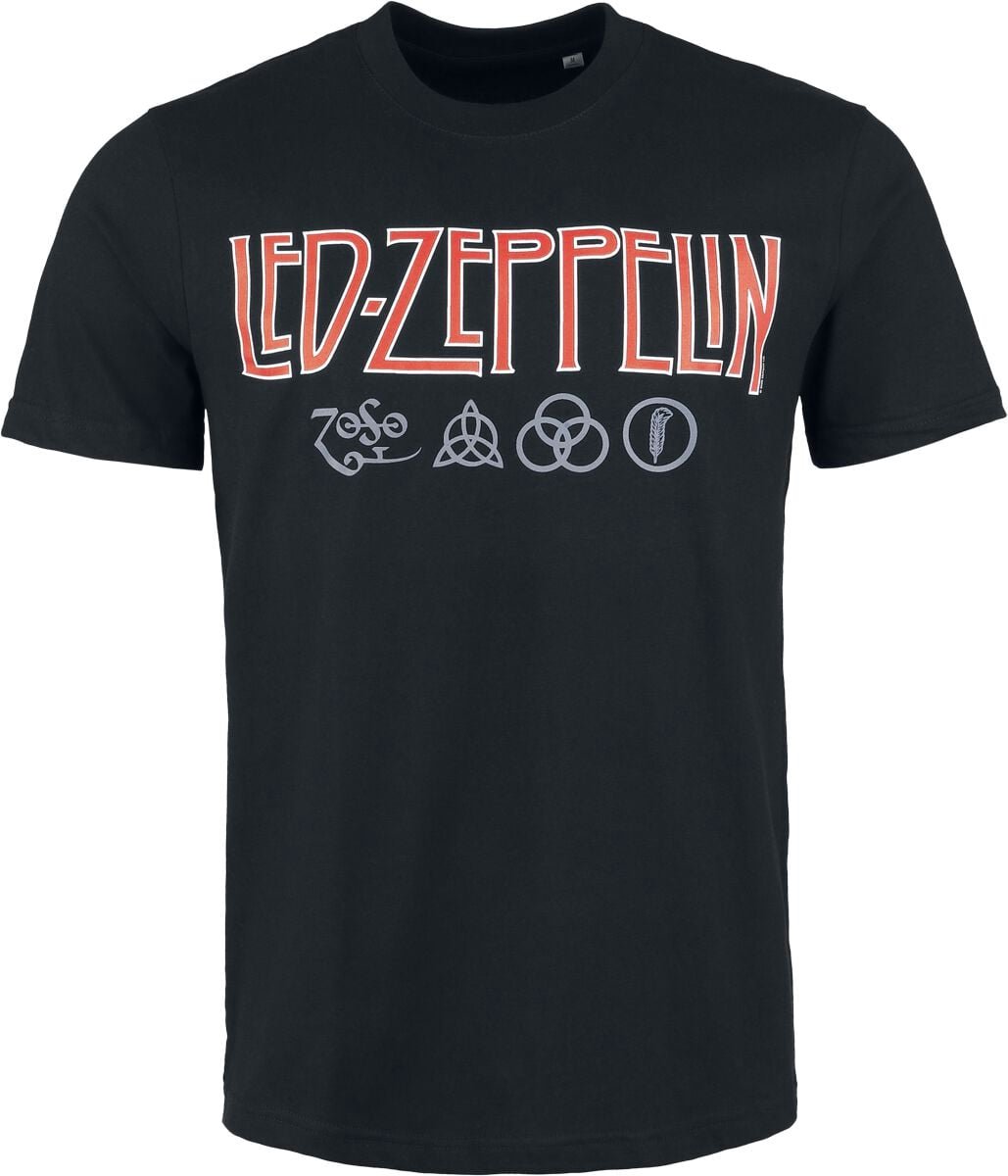 Led Zeppelin Logo & Symbols Heren T-shirt - zwart - 5XL