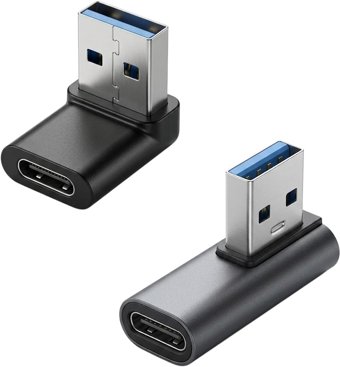 USB C naar USB 3.0 adapter 90° - 2 stuks - Ruimtebesparend ontwerp - Voor dataoverdracht - SnelShoppen