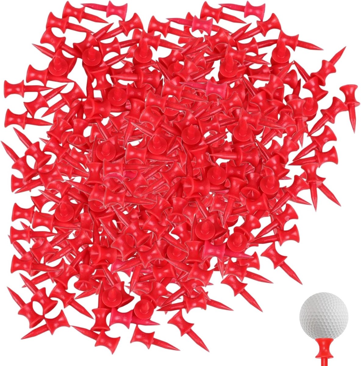 Golftees 32 mm - Kunststof rood - Herbruikbaar en breukvast - Duurzaam alternatief voor houten tees - SnelShoppen