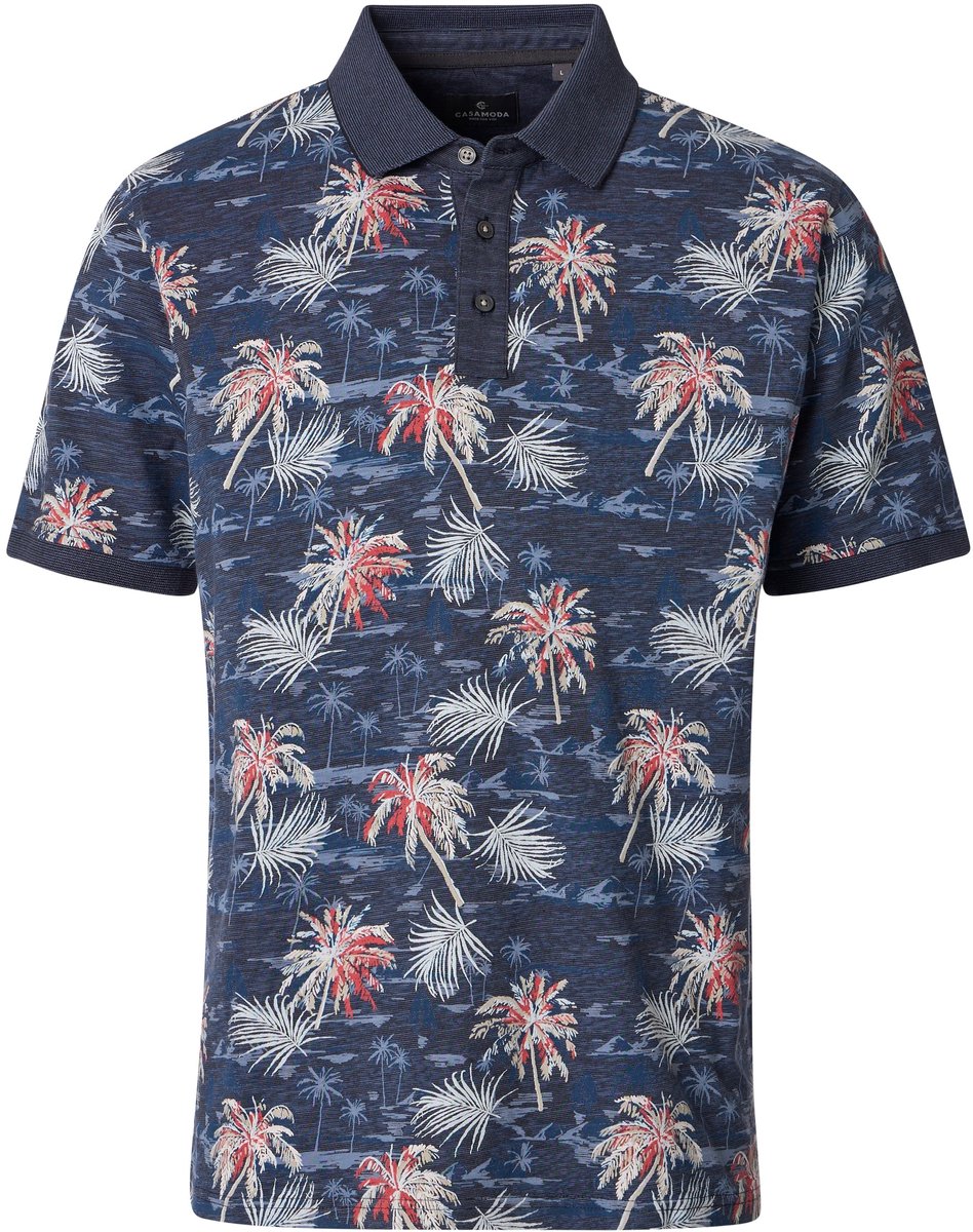 CASA MODA comfort fit heren polo - blauw dessin