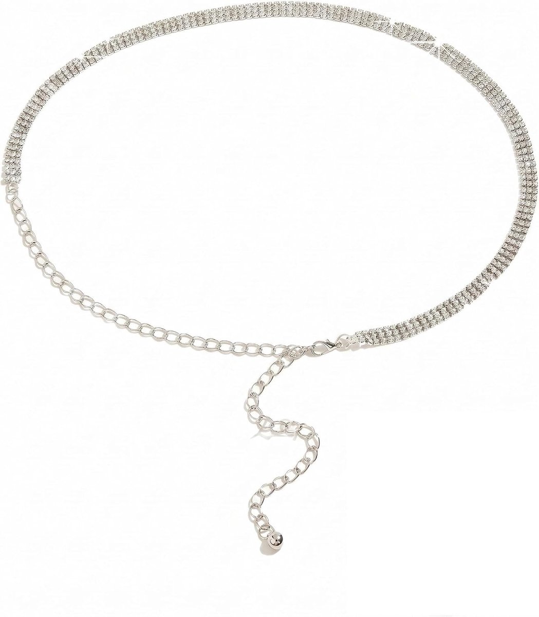 Riem met strass voor dames - zilverkleurig - elegante tailleketting - perfect voor avondjurk - SnelShoppen