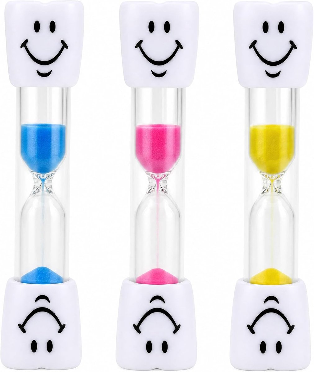 Zandloperset voor kinderen 3-delig - meerkleurig - veilig borosilicaatglas - ideaal voor tandenpoetsen - SnelShoppen