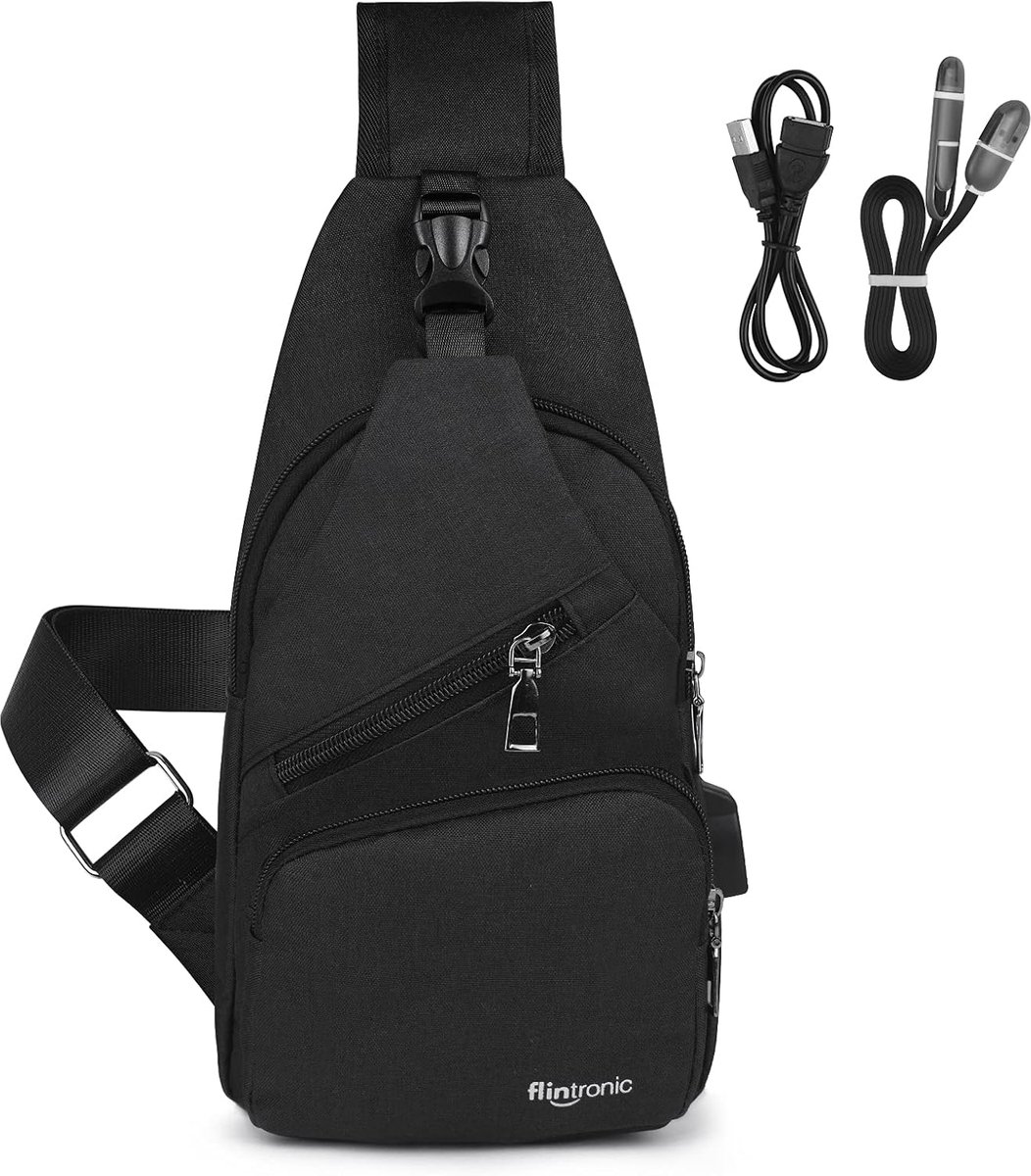 Schoudertas met verstelbare riem - veelzijdige messenger bag - inclusief USB datakabel - SnelShoppen