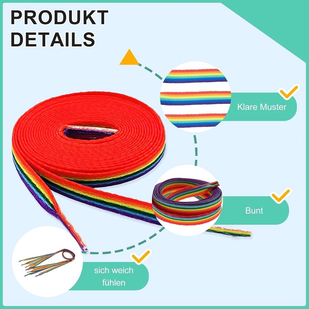 Schoenveters 140 cm - Kleurige Regenboog Linten - Pride Laces - Perfect voor Sneakers - SnelShoppen