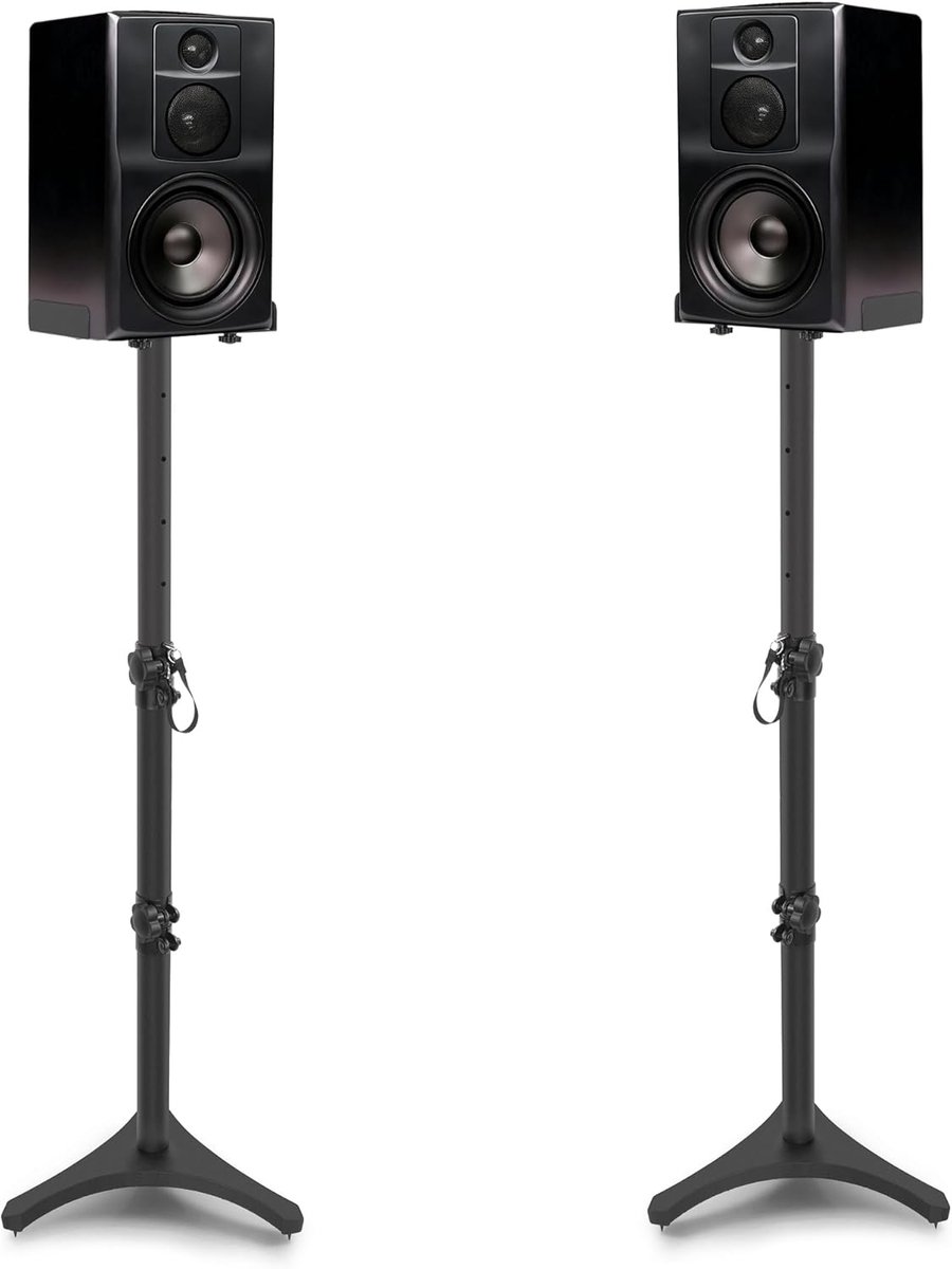 Speakerstandaard - hoogte verstelbaar 78 tot 104 cm - metalen driehoekig - ideaal voor surround sound - ShopVlot