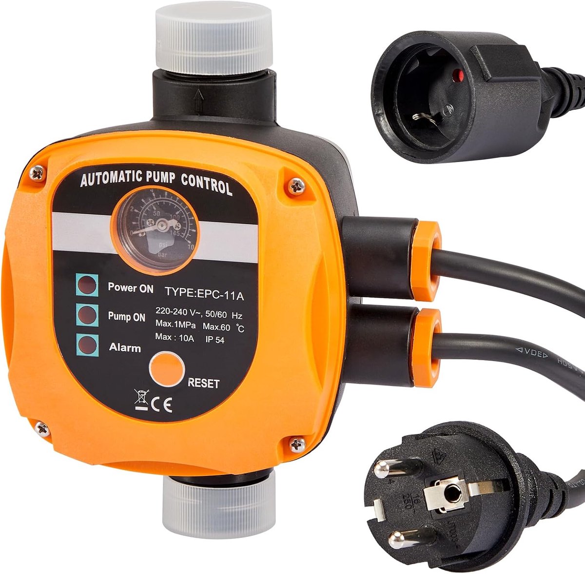 Elektronische drukschakelaar waterpomp max. 10 bar - waterdicht IP54 - automatische pompregeling - ShopVlot