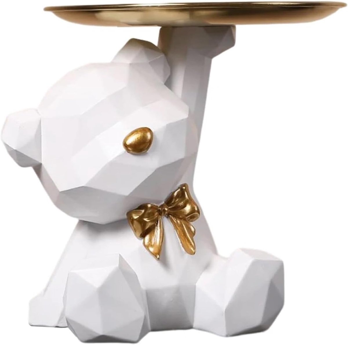 Beeldje met dienblad - Beeldhouwwerk van een beer - Decoratief en kleurrijk - Mooi voor in uw interieur - ShopVlot