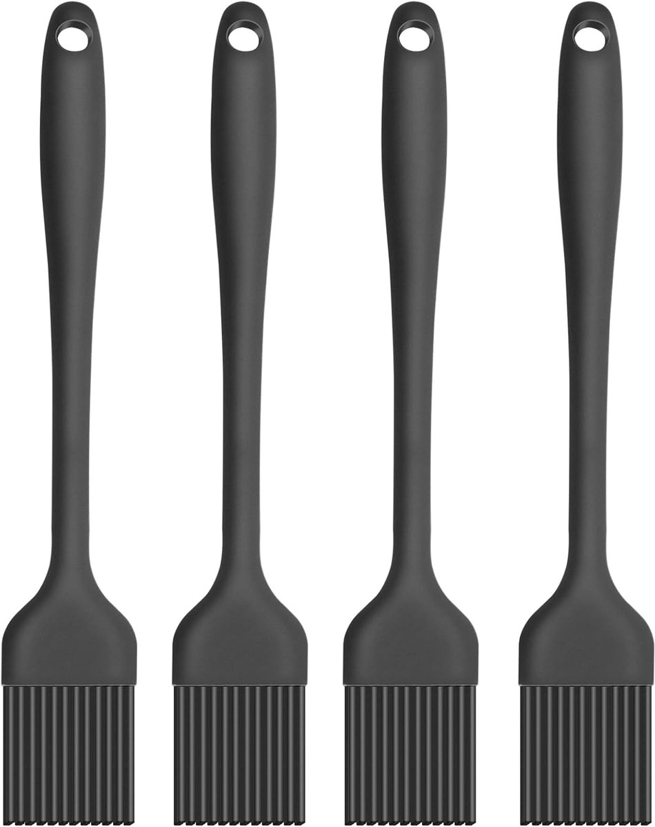 Bakkwasten set van 4 - 21 cm siliconen bakkwast - hittebestendig - ideaal voor bakken en grillen - ShopVlot