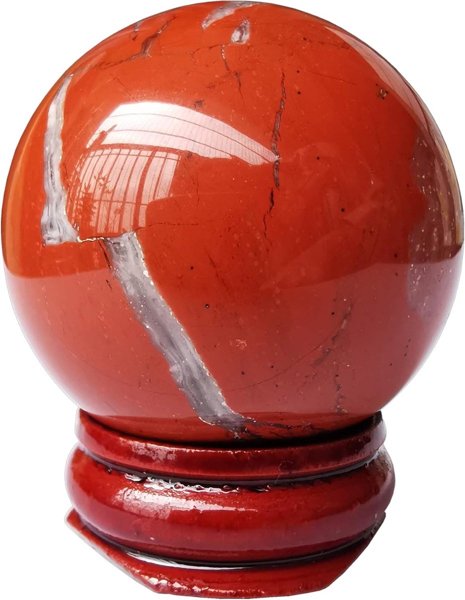 Kristallen Bol 40mm - Rode Jaspis - Feng Shui Decoratie - Ideaal voor Meditatie - ShopVlot