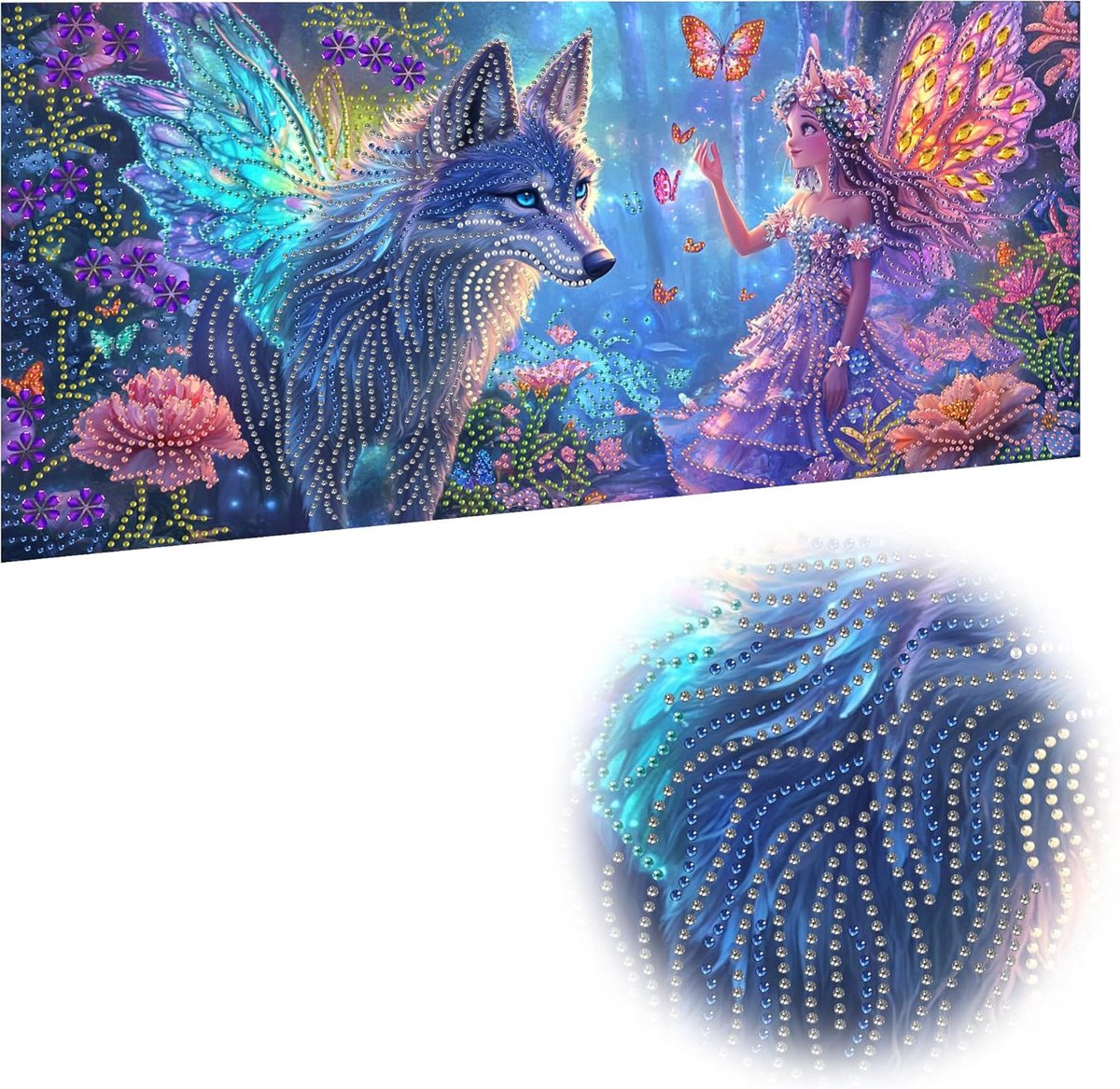 Diamant schilderen wolf XXL - speciale vorm - voor volwassenen - ontspannende kunstset - ShopVlot