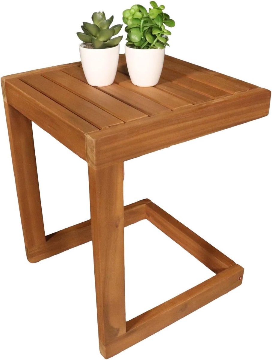 Bijzettafel acaciahout 60 cm - tuinmeubel - eenvoudig te monteren - ideaal voor buitengebruik - ShopVlot