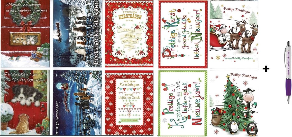 Kerstkaarten 100 stuks - 9,5x14 cm - Luxe dubbelzijdig - Perfect voor feestdagen - ShopVlot