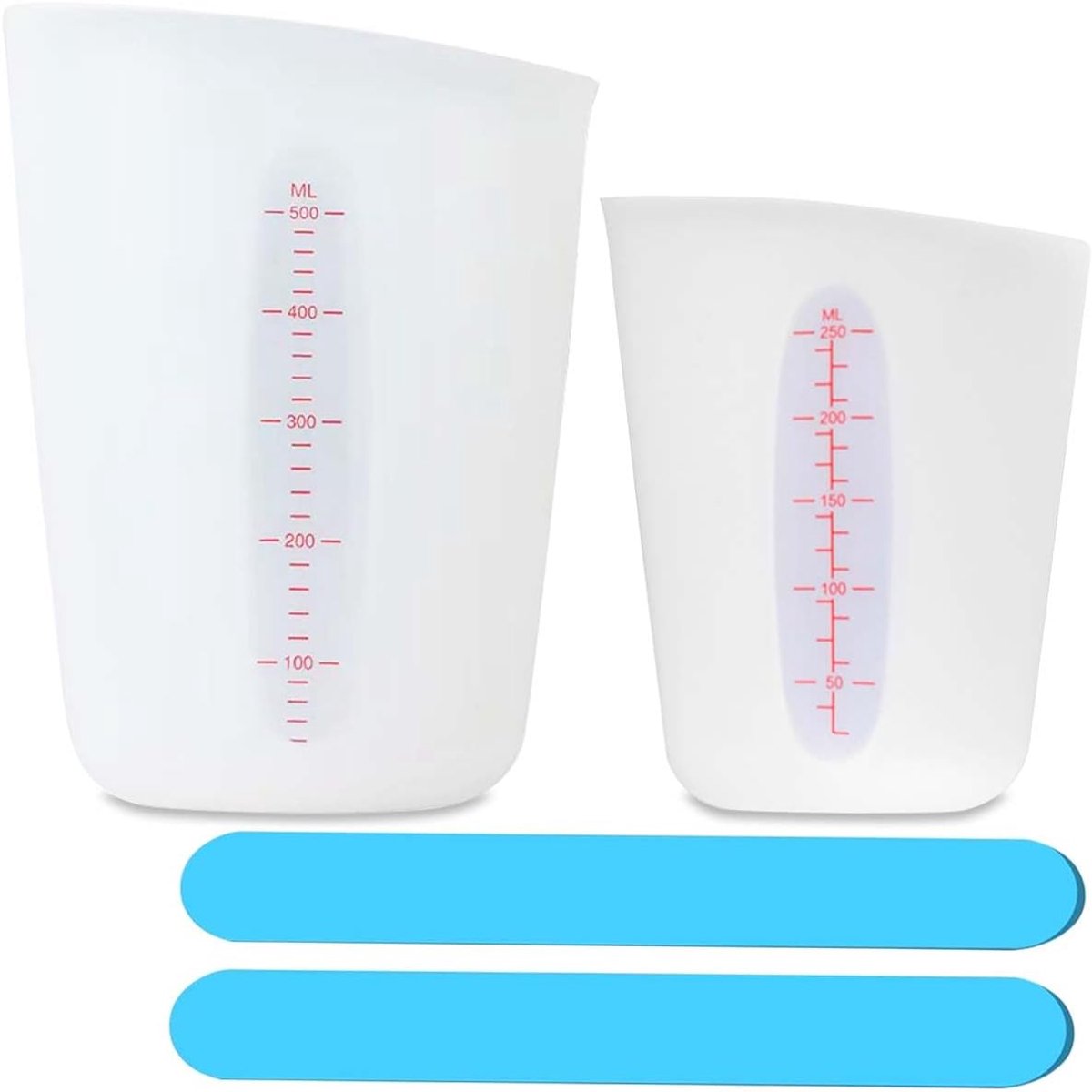 Silicone meetbekers 250/500ml - niet-klevend silicone - ideaal voor epoxyhars mengen - 2 stuks - ShopVlot