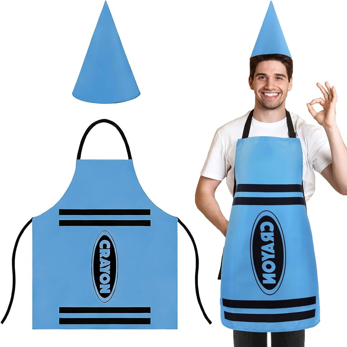 Krijtkostuum volwassen schort met kegelhoed - kleurrijke krijt verkleedset - perfect voor Halloween - ShopVlot