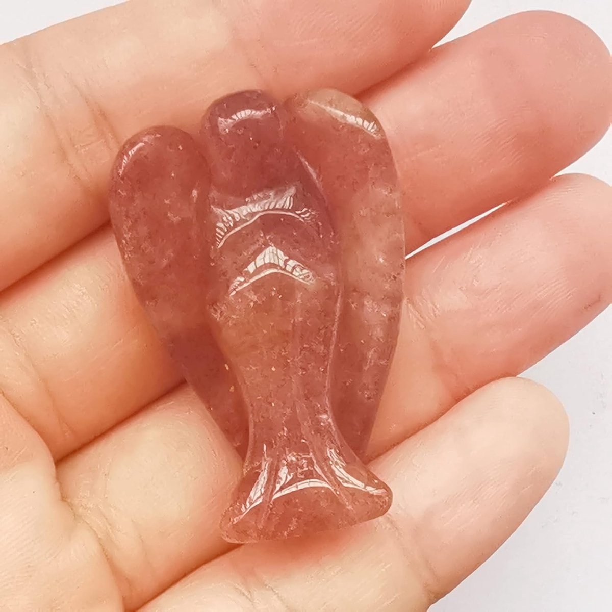 Engel figuur 38mm - natuurlijke aardbeienkwarts - beschermengel beeld - bevorder welzijn - ShopVlot
