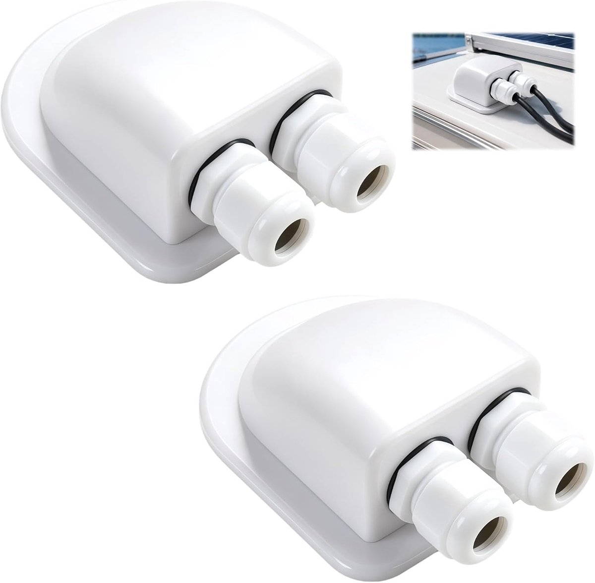 Kabelwartel op zonne-energie - waterdicht - dubbele kabelingang - ideale dakdoorvoer voor camper en zonnepanelen - ShopVlot