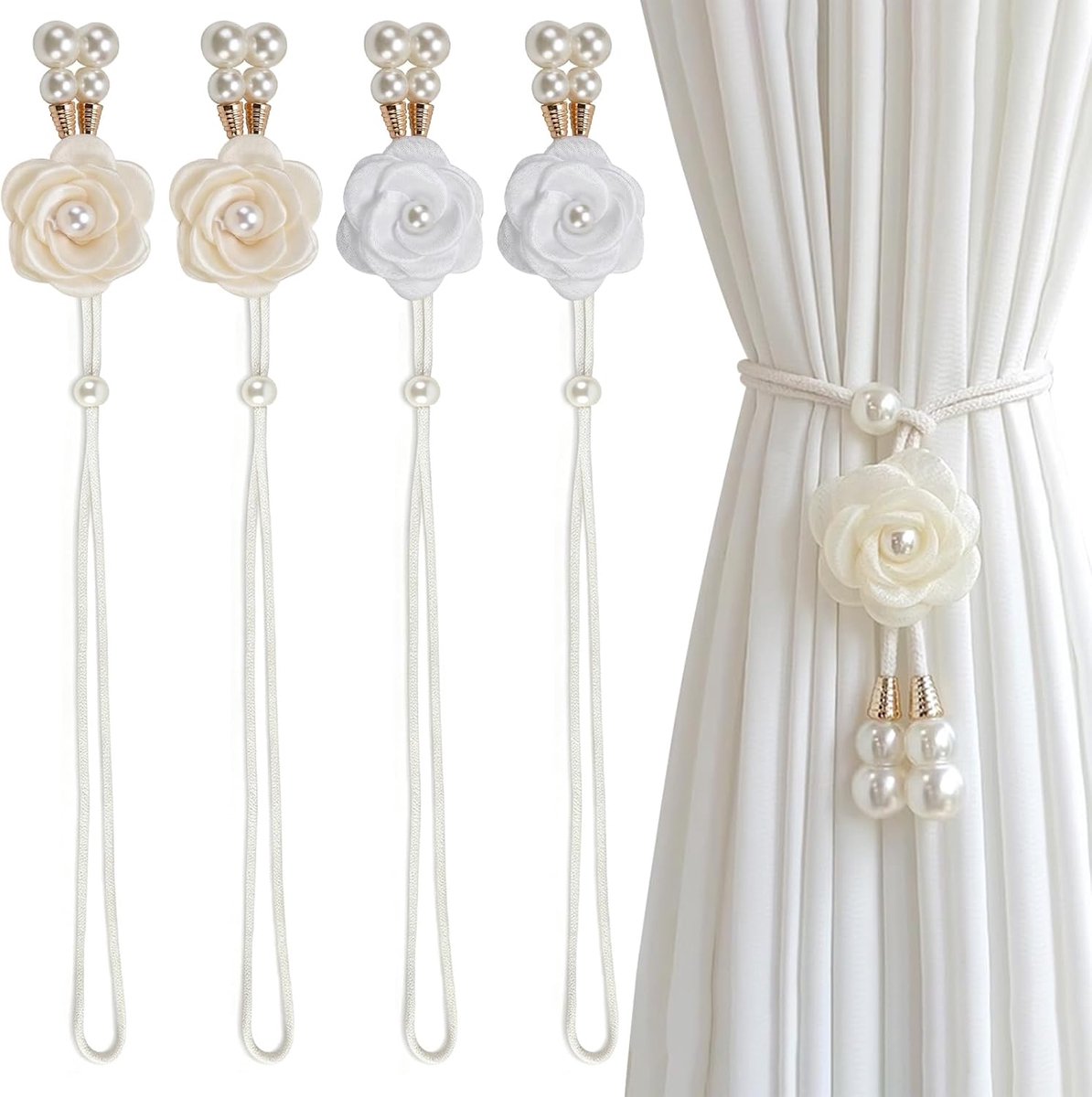 Gordijnhouders set van 4 - handgeweven katoen - boho-stijl - duurzame elegantie - ShopVlot
