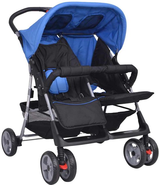 vidaXL - Tweelingwagen - staal - rood - en - zwart van Vidaxl — afbeelding 4