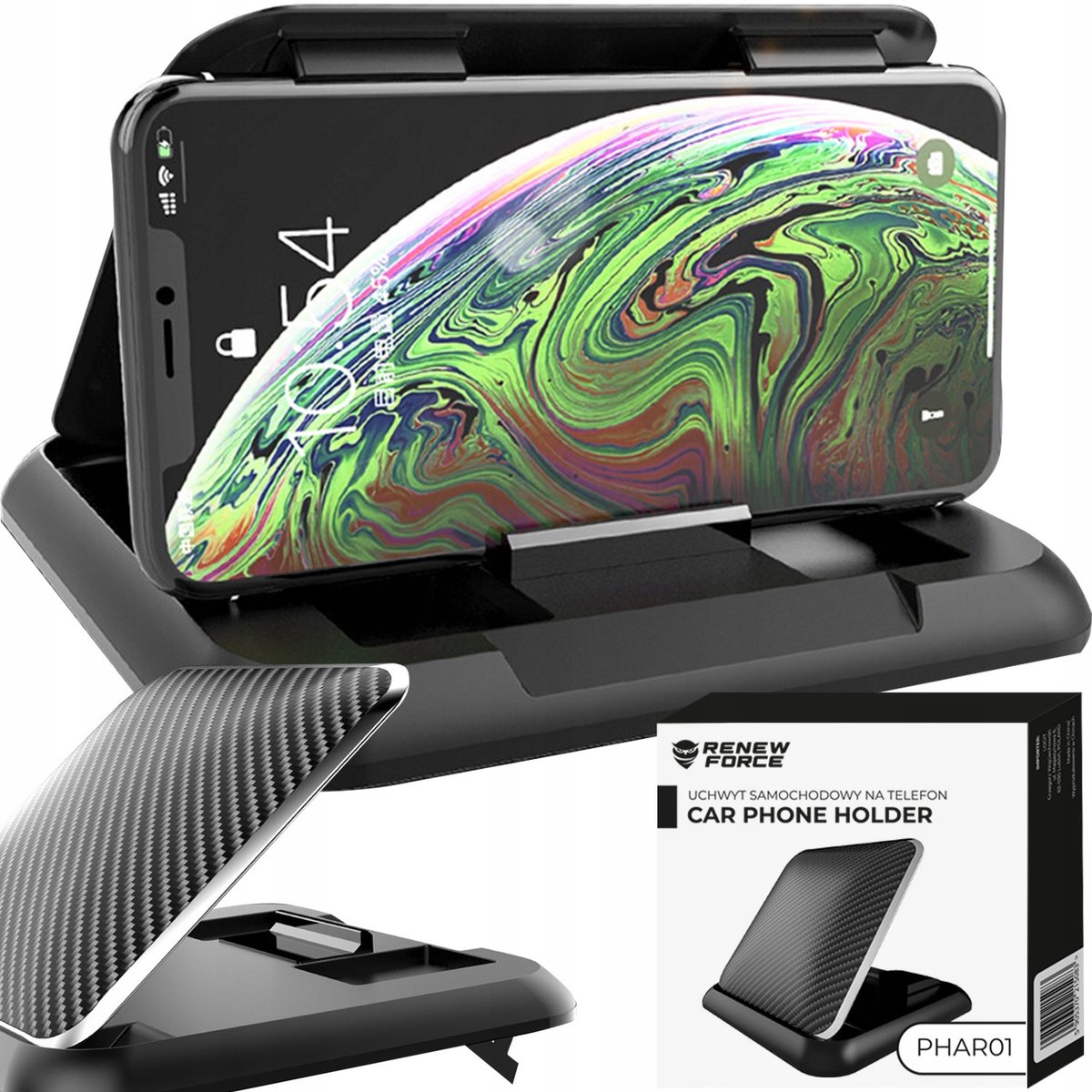 Carbon Autohouder Telefoon - Antislip Dashboardmontage