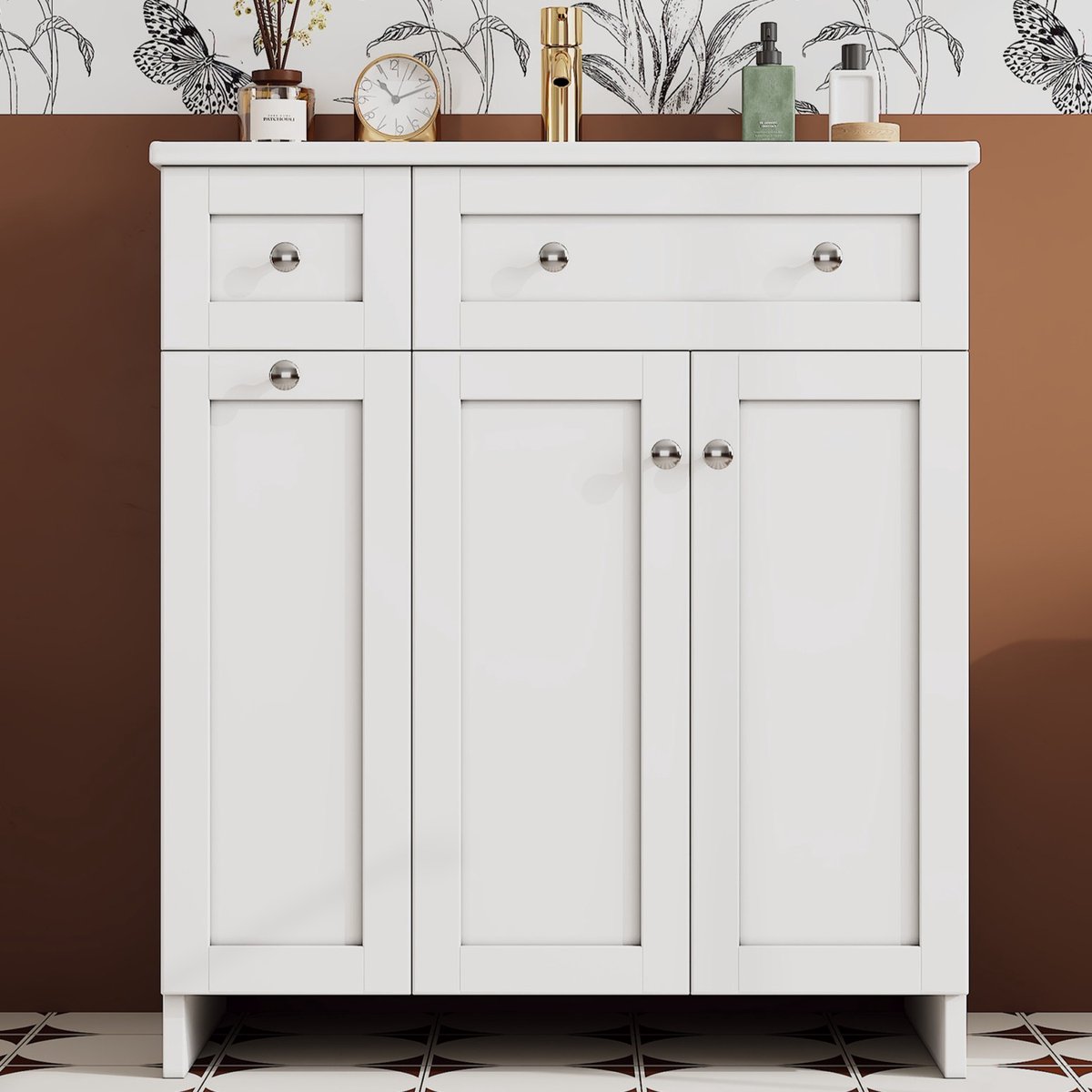 Badkamermeubel - Keramische Wastafel Met Soft-Close En Stille Lades - Voor Badkamer - MDF - Wit - 76x47x86 Cm