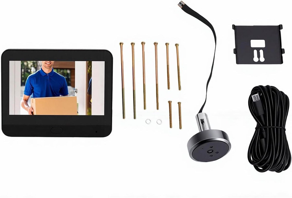 Slimme Videodeurbel - Digitale Deurspion - Huis Beveiliging - 4.3 Inch Kleurenscherm - 19 x 12.5 x 7.5 cm - Zwart