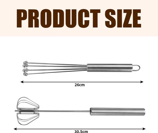 Handmixer RVS 25,5 cm - Set van 2 - Duurzaam en roestvrij - Perfect voor kloppen en mengen - ShopVlot — afbeelding 5