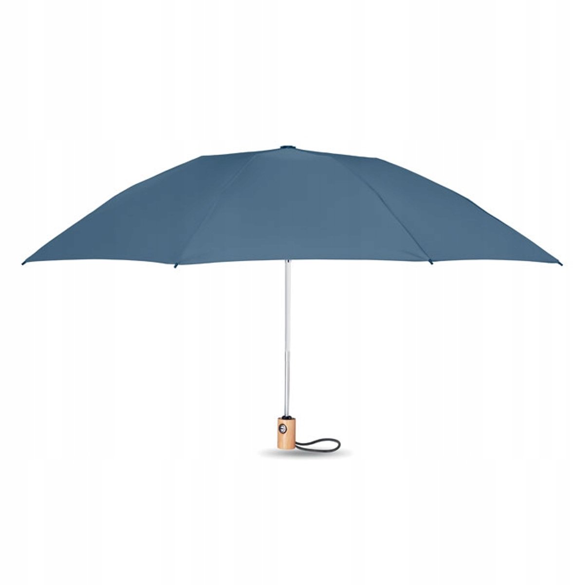 Merkloos Automatische RPET Paraplu 23 inch, Bamboe Handvat, Blauw